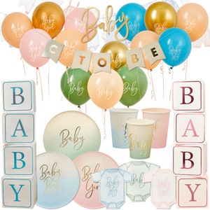 Baby Shower Decorations, Gender Reveal Party Decor, Baby Shower Party Supplies, Baby Shower Plates Napkins Cups, Baby Shower Balloons Banner