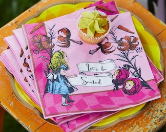 44 Serviettes En Papier à Motifs Champignons Et Fleurs – Décoration Pour Fête, Mariage, Baby Shower – Thème Féerique