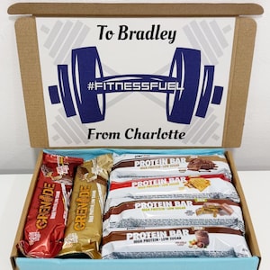 Personalised Protein Bars Gift Box, Protein Bar Box, Fitness Lover Gifts for Him, Gym Gift, Gym Protein Letterbox Gift, Protein Snacks Box
