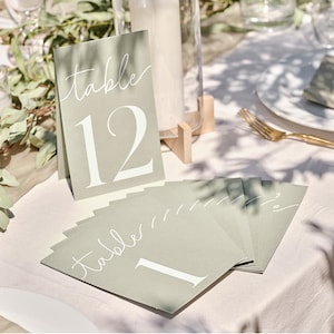 Saliegroen bruiloft tafelnummers 1 tot 12, bruiloft tafeldecoraties, bruiloft tafelnummer kaart teken, verloving, jubileum, bruiloftsdiner