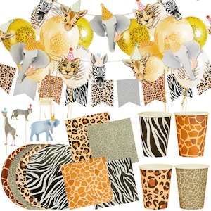 Decorazioni per feste di compleanno a tema animali, decorazioni per feste a tema animali, piatti, tovaglioli e bicchieri di carta a tema animali, decorazioni per torte a tema animali, forniture per palloncini per feste a tema animali
