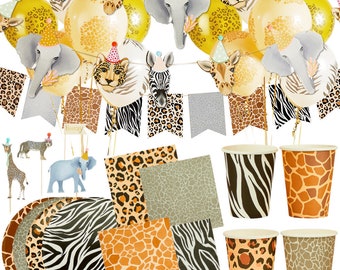 Animal Birthday Party Decorations, Animal Party Decor, Animal Paper Plates Napkins Cups, Animal Cake Toppers, Animal Party Balloons Supplies