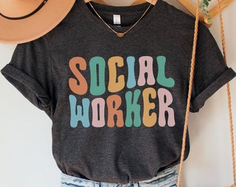 Retro Social Worker Shirt, Social Worker T-shirt for Women,Gift for Social Worker,School Social Worker Tee,LSW CSW Gifts,MSW Graduation Gift