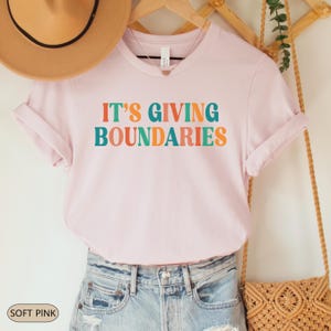 It's Giving Boundaries Shirt, Therapist T-shirt, Mental Health Gifts, Funny Counselor Tee Soft Pink