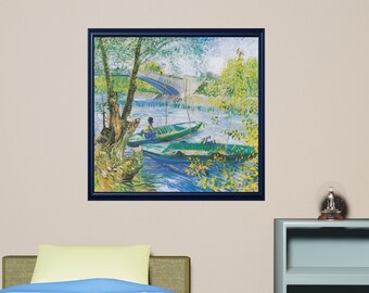 Van Gogh Vissen in de lente muursticker 3D frame-effect sticker muurschildering poster kamer decor 1178