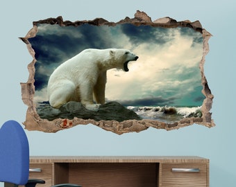Eisbär Wandaufkleber Wildlife Wandbild Kunst Poster Aufkleber Kinderzimmer Büro Kinderzimmer Dekor 1136