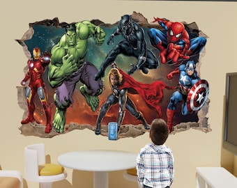 Superheld Avengers Vinyl Wandaufkleber Held Spiderman Hulk Jungen Schlafzimmer Dekor 1151