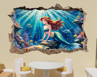 マーメイドプリンセス 大型ウォールステッカー デカール 壁画 ポスター 部屋 保育室 寝室 装飾 1221