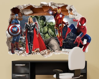 Avengers supergrote vinyl muursticker superheld Spiderman Thor jongens slaapkamer decor 1125