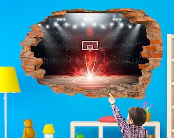 Magical Basketball Court Wall Sticker 3D Art Vinyl Poster Kids Room Office Nursery Decor 1130