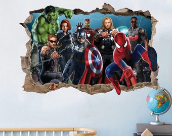 Supereroi Avengers Spiderman Hulk Thor Adesivo Murale Decal Poster Decor 496
