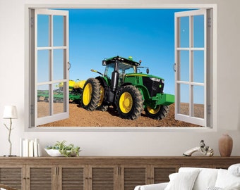 Agriculture Puissant Moderne Tracteur Vert Art Mural Autocollant Décalque Mural Affiche Décor 903