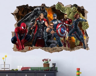 Superheroes Avengers Captain America Hulk Thor Wall Sticker Decal Mural Poster Decor 596