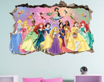 Famous Cartoon Princesses Wall Art Sticker Decal Mural Poster Girls Room Decor 1049