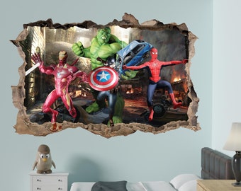 Super-héros Avengers Captain America Spiderman Hulk Sticker Mural Decal Mural Poster Decor 1030