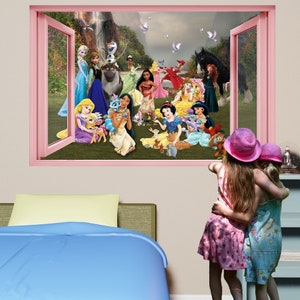 Princess Pets Cartoon Characters Fairies Fantasy Wall Art Sticker Decal Mural Poster Girls Room Decor 1086