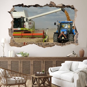 Wheat Fields Tractor Combine Harvester Wall Sticker Art Decal Mural Poster Decor 603