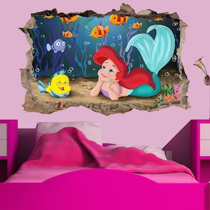 Under Sea Water Fish Mermaid Wall Art Sticker Decal Mural Poster Decor 1041