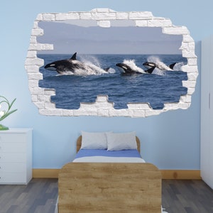 Killer Whales Wall Sticker Orca Ocean Mural Art Poster Decal Kids Room Office Nursery Decor 1146