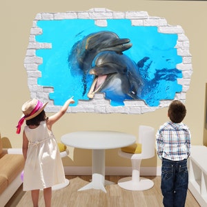 Cute Dolphins Wall Sticker Sea Ocean Mural Art Poster Decal Kids Room Office Nursery Decor 1147