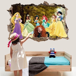 Stickers muraux Personnages de dessins animés Princesses Sticker mural, Affiche murale, Décoration de chambre pour filles 1056