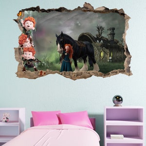 Personagens de desenho animado Princesa Arte de parede Adesivo Decalque Mural Pôster Decoração de quarto de meninas 1057
