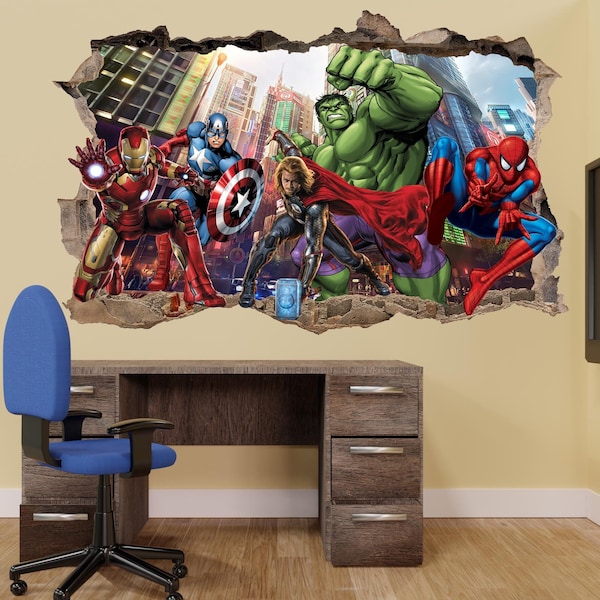 Superhelden Avengers Wandaufkleber Thor Spiderman Hulk Ironman Aufkleber Wandbild Poster Decor 1106