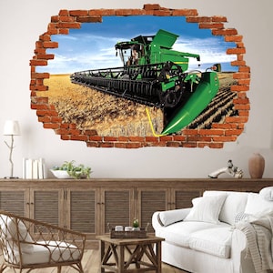 Heavy Machinery Combine Harvester Wheat Field Wall Sticker Decal Mural Poster Decor 313