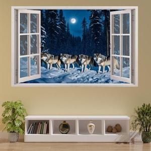 Wolf Pack Hunting Wall Sticker Mural Decal Self-adhesive Poster Bedroom Office Home Decor 1251