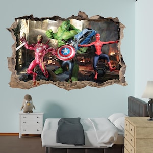 Superheroes Avengers Captain America Spiderman Hulk Wall Sticker Decal Mural Poster Decor 1030
