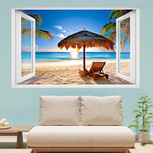 Parasol Tropical Beach Mural Decal Self-adhesive Wall Sticker Poster Bedroom Nursery  Home Decor 1241