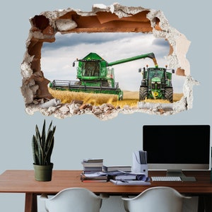 Wheat Fields Tractor Combine Harvester Wall Sticker Decal Mural Poster Decor 513