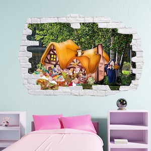 Personnages de dessins animés Paysage Sticker art mural Sticker mural affiche Décoration de chambre de filles 1046