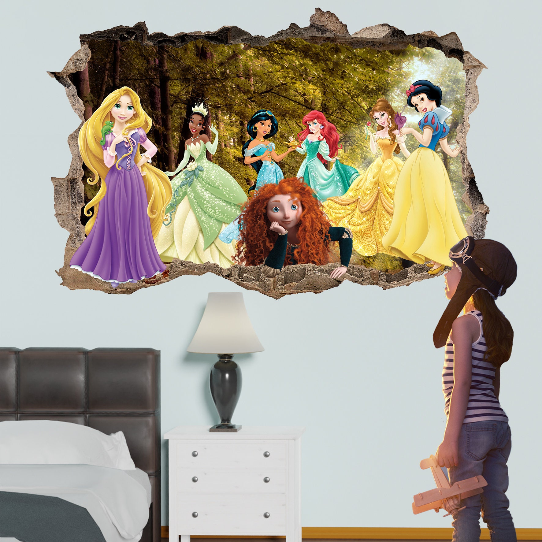 Cartoon Characters Princesses Wall Art Sticker Decal Mural Poster Girls ...