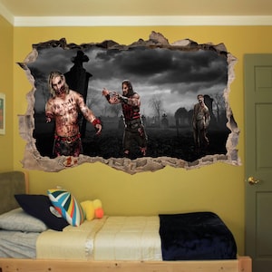 Zombies  Wall Art Sticker Decal Mural Poster Scary Halloween Shop Office Room Decor 1158
