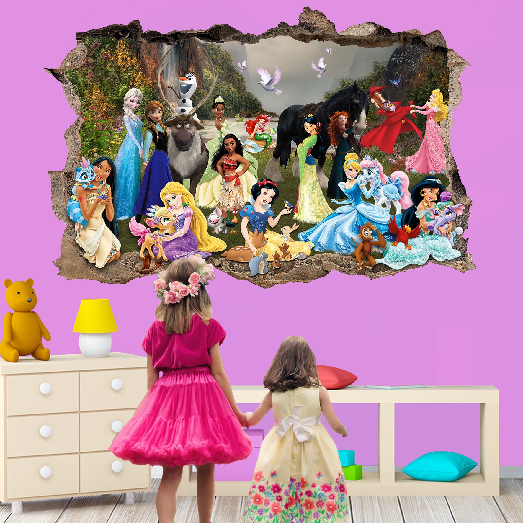 Princess Pets Fairies Fantasy Wall Art Sticker Decal Mural Poster Girls ...