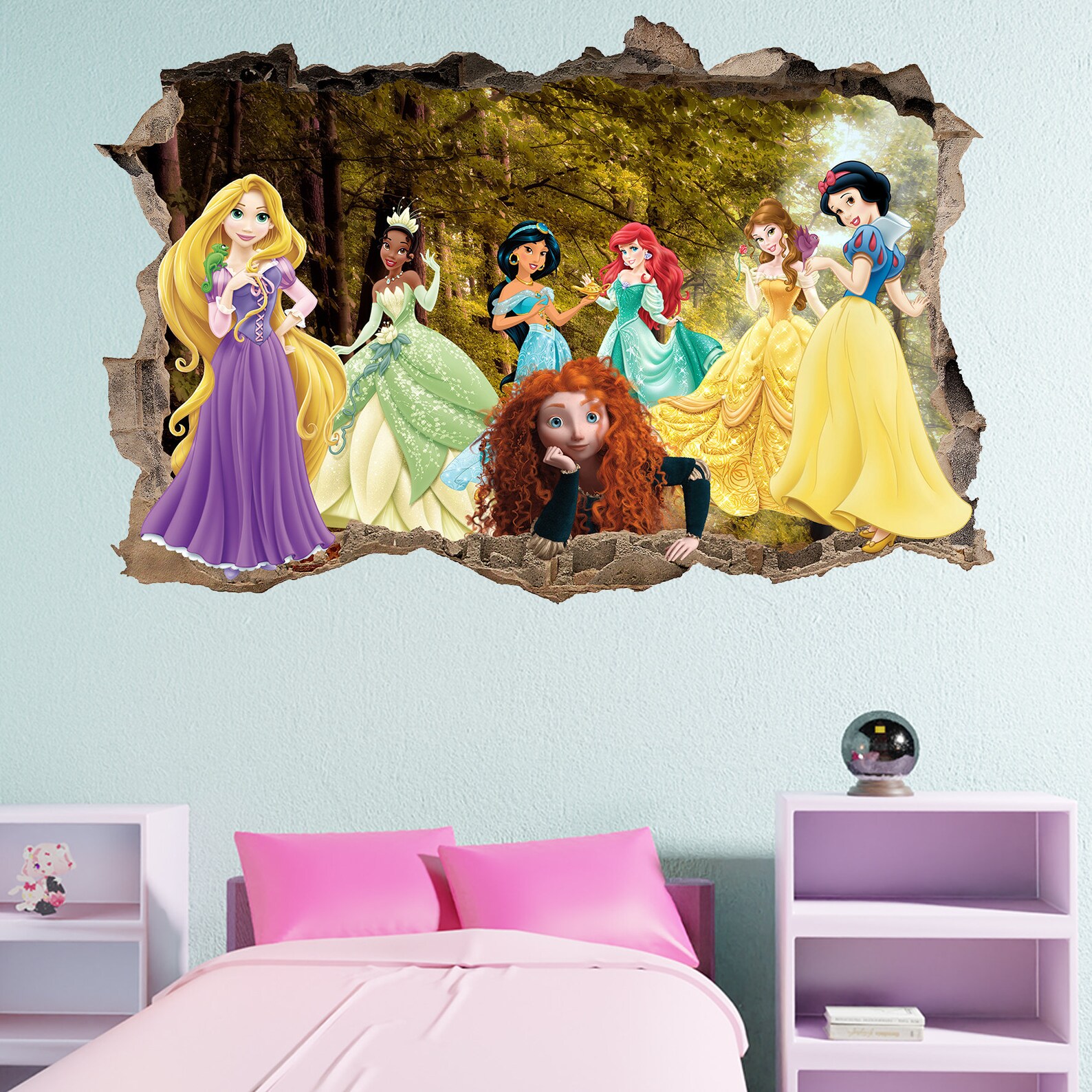 Cartoon Characters Princesses Wall Art Sticker Decal Mural Poster Girls ...