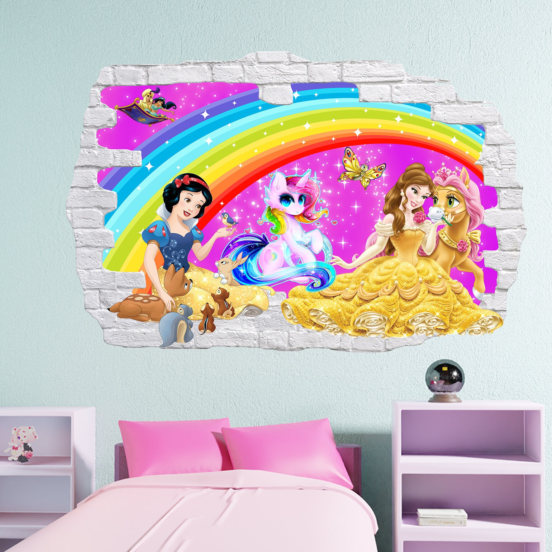 Famous Cartoon Princesses Pets Wall Art Sticker Decal Mural Poster ...