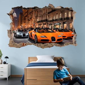 Naklejka ścienna z motywem samochodu sportowego | Plakat samoprzylepny, mural, usuwalny winyl | Dom, pokój dziecięcy, biuro, wystrój pokoju 1330