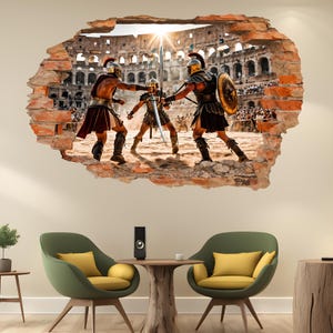 Muursticker sticker gladiatorgevecht Colosseum | Zelfklevende poster, muurschildering, verwijderbaar vinyl | Thuis, kinderkamer, kantoor, kamerdecoratie 1336
