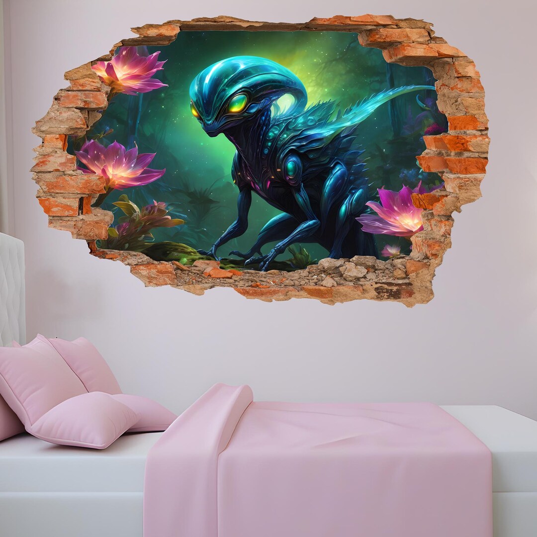 Alien Creature Sci-fi Art Wall Sticker Mural Decal Poster Self-adhesive ...