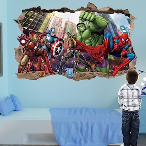 Superhelden Avengers Muursticker Thor Spiderman Hulk Ironman Decal Muurschildering Poster Decor 1106 afbeelding 2