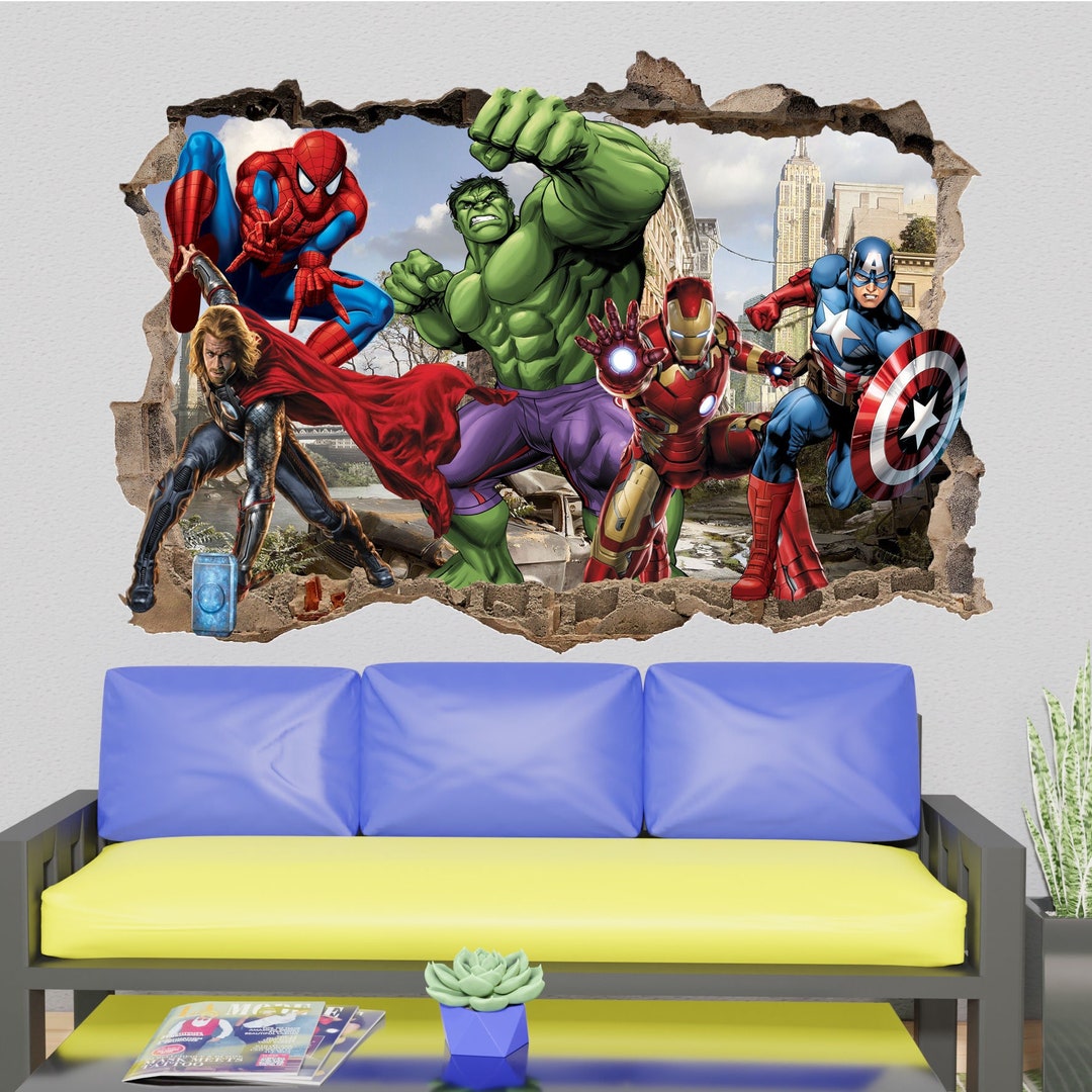 Avengers Wall Stickers Thor Spiderman Hulk Ironman Superhero Decal