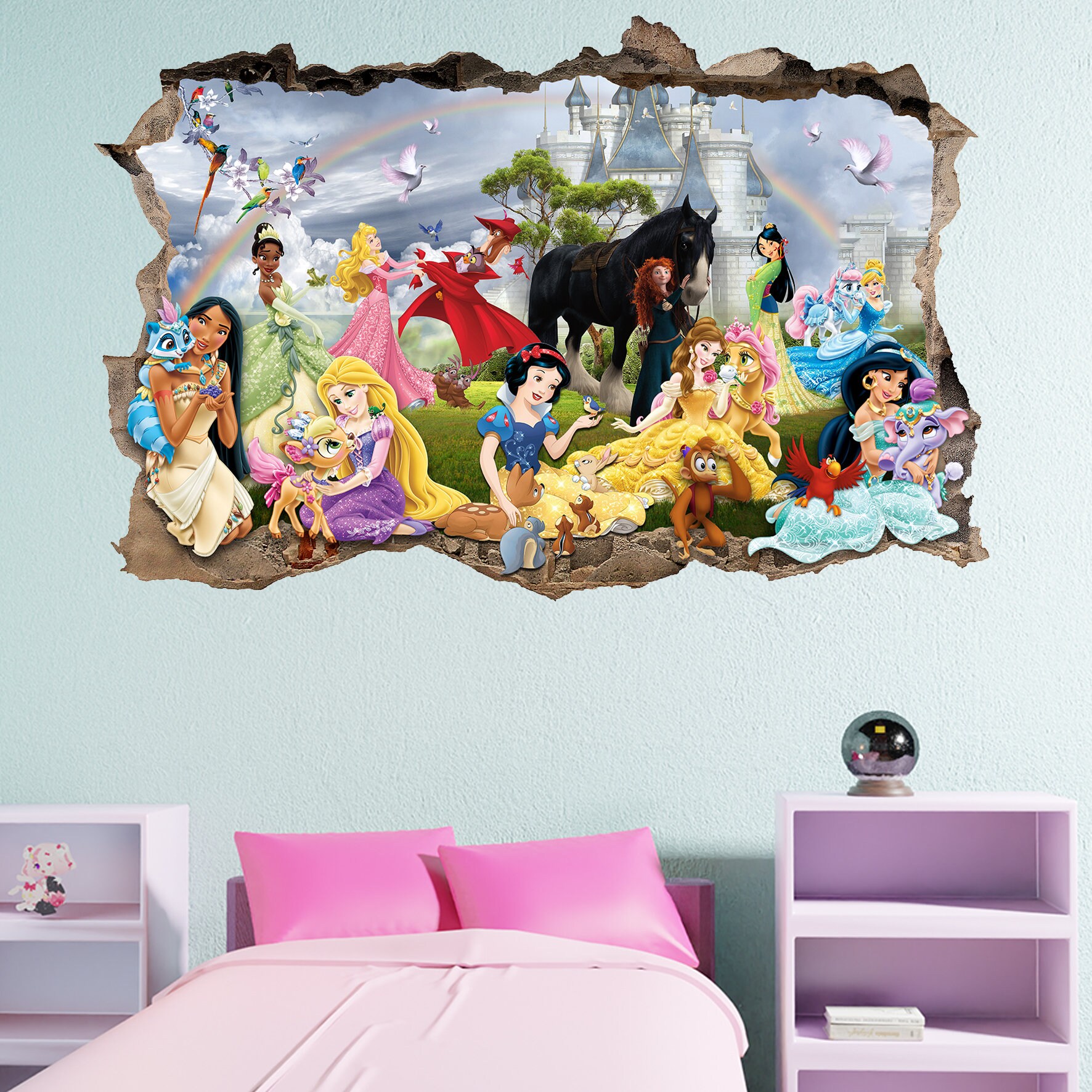 Princesses Pets Fairies Castle Wall Art Sticker Decal Mural Poster ...