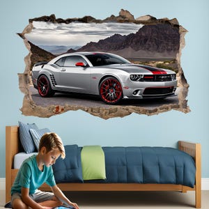 Naklejka ścienna Muscle Car | Plakat samoprzylepny, Mural, Zdejmowany winyl | Dom, Przedszkole, Biuro, Wystrój pokoju 1332