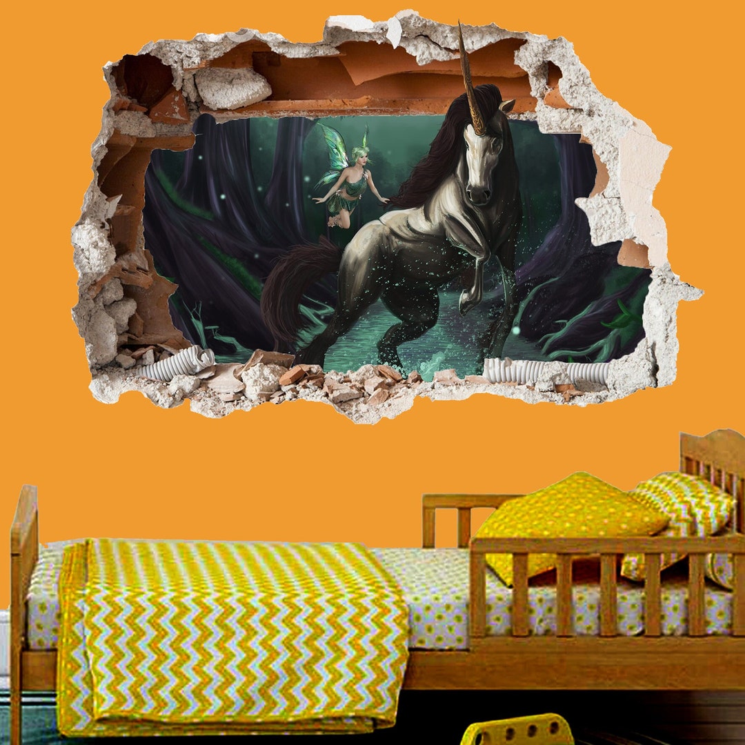 Unicorn Fairy Enchanted Forest Wall Sticker Decal Mural Poster Decor ...