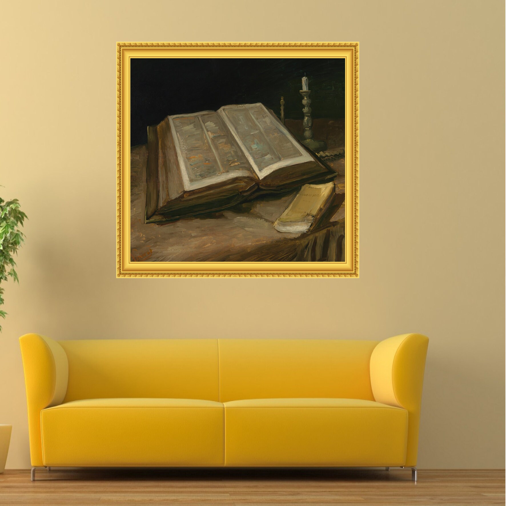 Van Gogh Still Life With Bible Wall Sticker 3D Golden Frame Effect ...