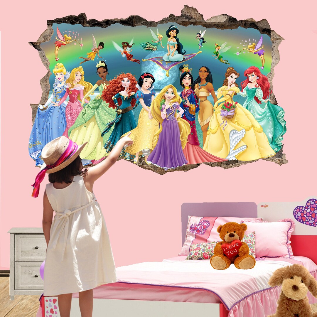 Famous Cartoon Princesses Fairies Wall Art Sticker Decal Mural Poster ...
