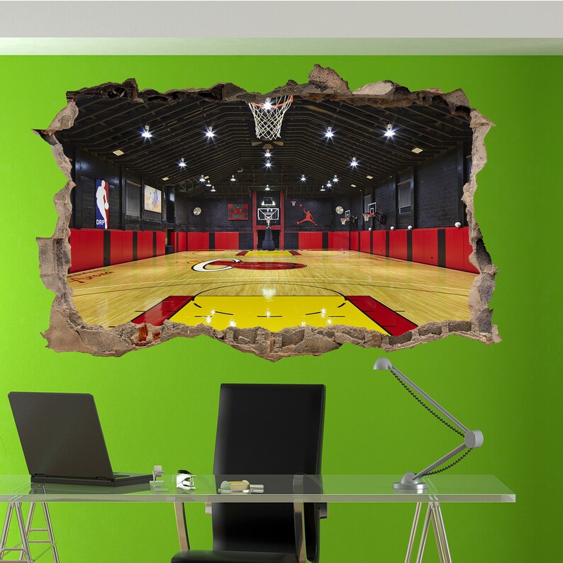 Basketball Court Wall Sticker Game Poster Decal Kids Room Office ...