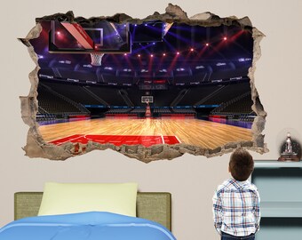 Basketball Court Wall Sticker 3D Art Vinyl Poster Kids Room Office Nursery Decor 1129